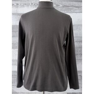 Perry Ellis Shirt Mock Neck Gray Long Sleeve Knit Top Men's Size M